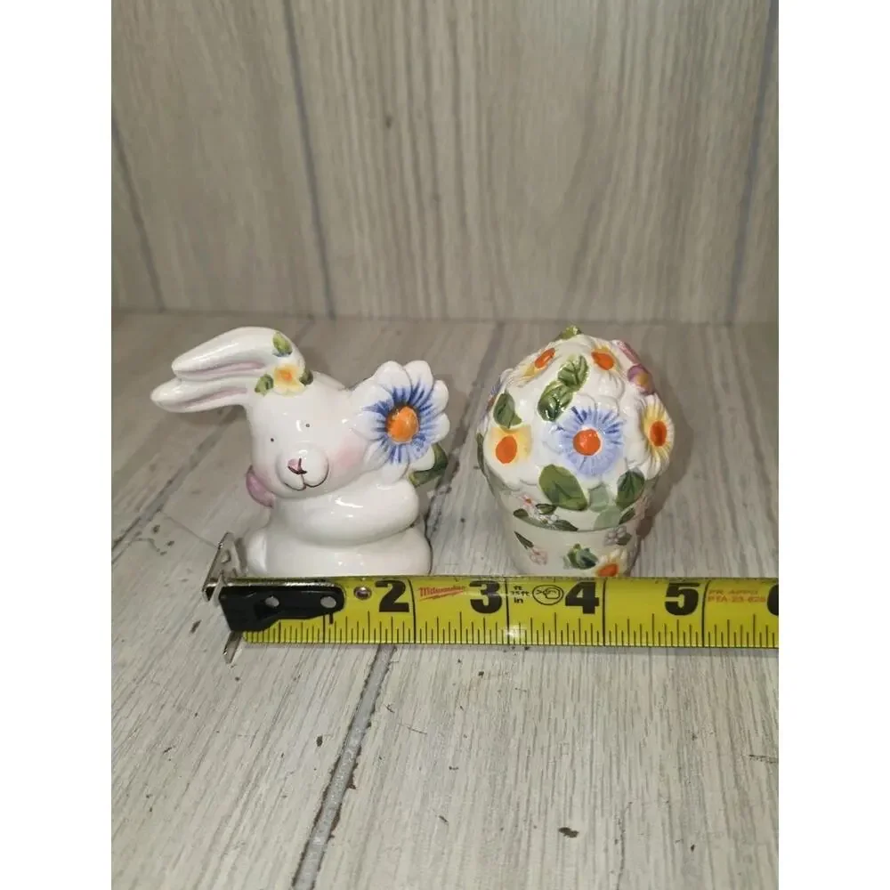 Vtg Easter Egg Plate Bunny Salt n Pepper Shakers Deviled Egg Plate Egg Display